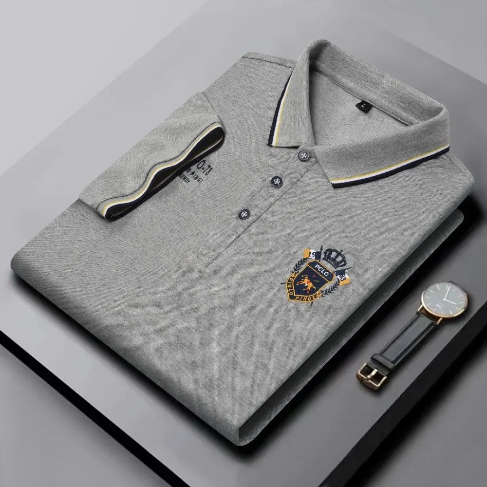 Summer Mens Short Sleeve Polo Shirt Luxury Embroidered Tshirts Lapel Anti-Wrinkle Lightweight Tops Cotton Mens T Shirts