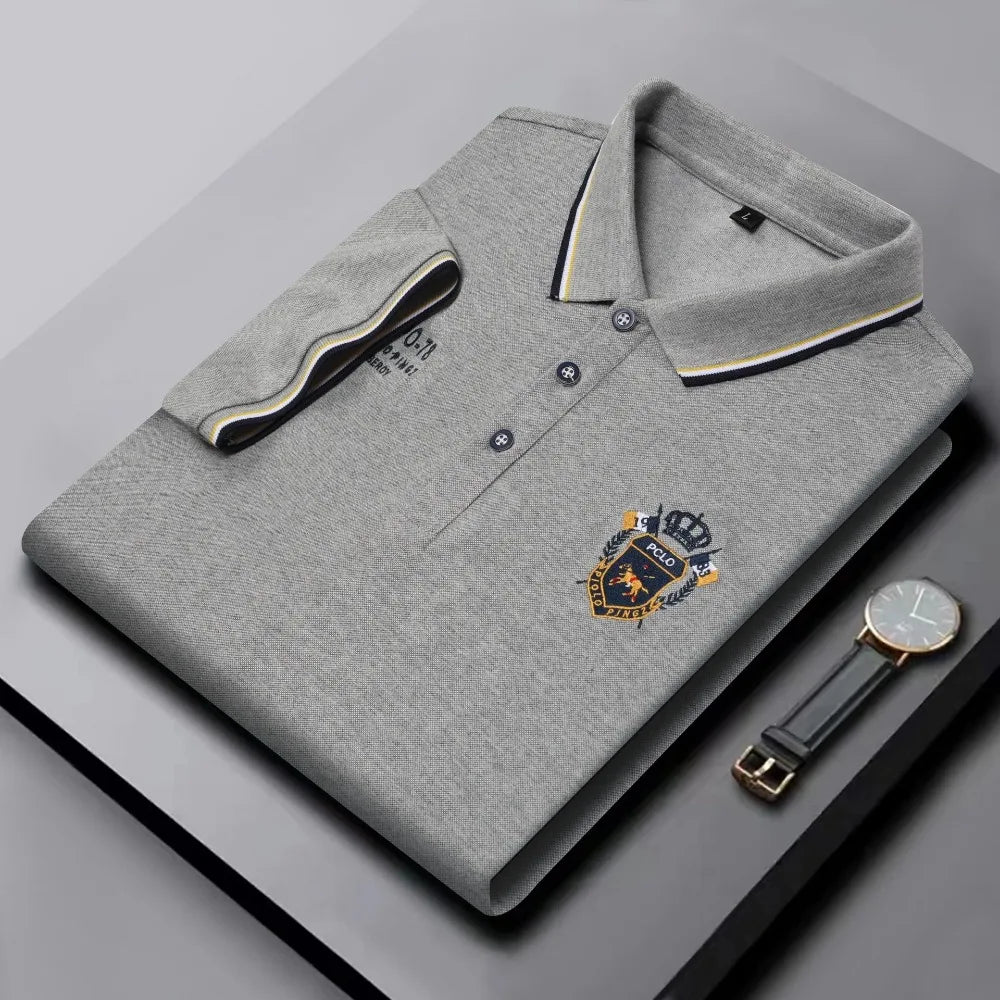 Summer Mens Short Sleeve Polo Shirt Luxury Embroidered Tshirts Lapel Anti-Wrinkle Lightweight Tops Cotton Mens T Shirts