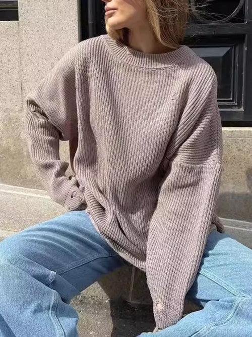 Distressed Long Sleeve Sweater