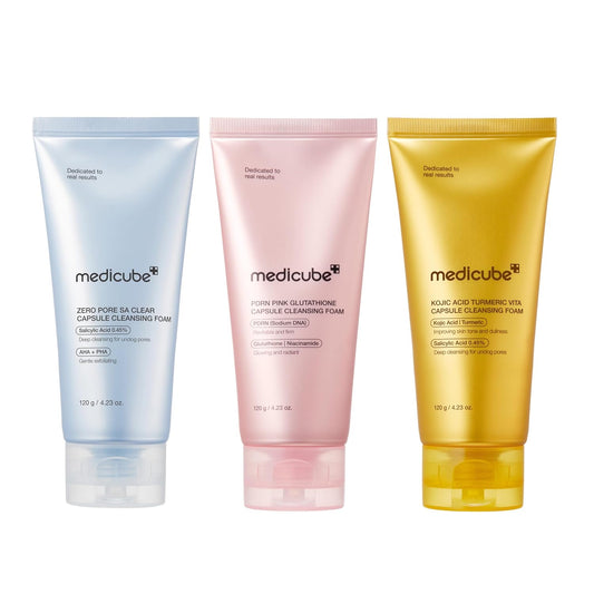 Capsule Foam Cleanser Trio: Zero Pore, Kojic Acid Turmeric, and PDRN Capsule Foam Cleanser 