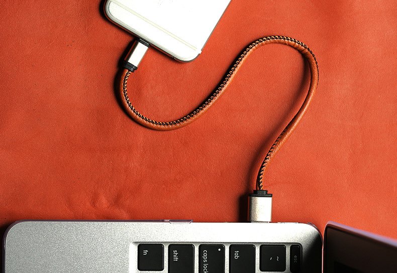 Leather Keychain Charging Cable