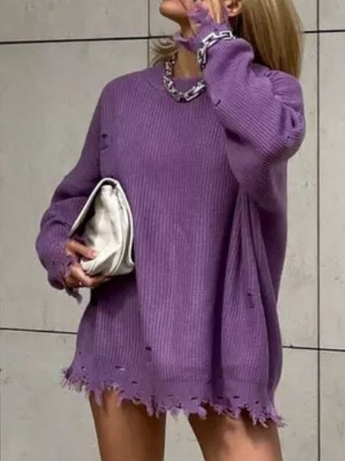 Distressed Long Sleeve Sweater