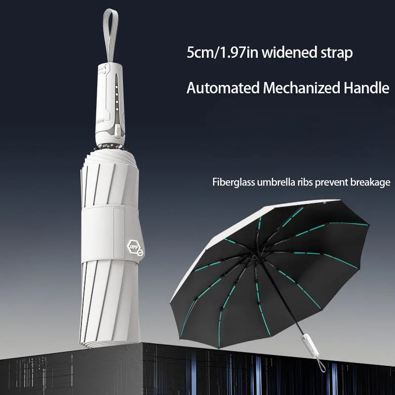 Mechanical Handle Umbrella, Automatic, Large, Wind Resistant, Men's Minimalist Design