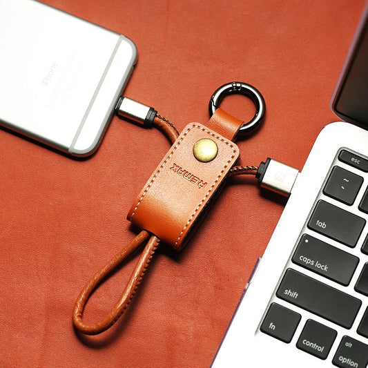 Leather Keychain Charging Cable