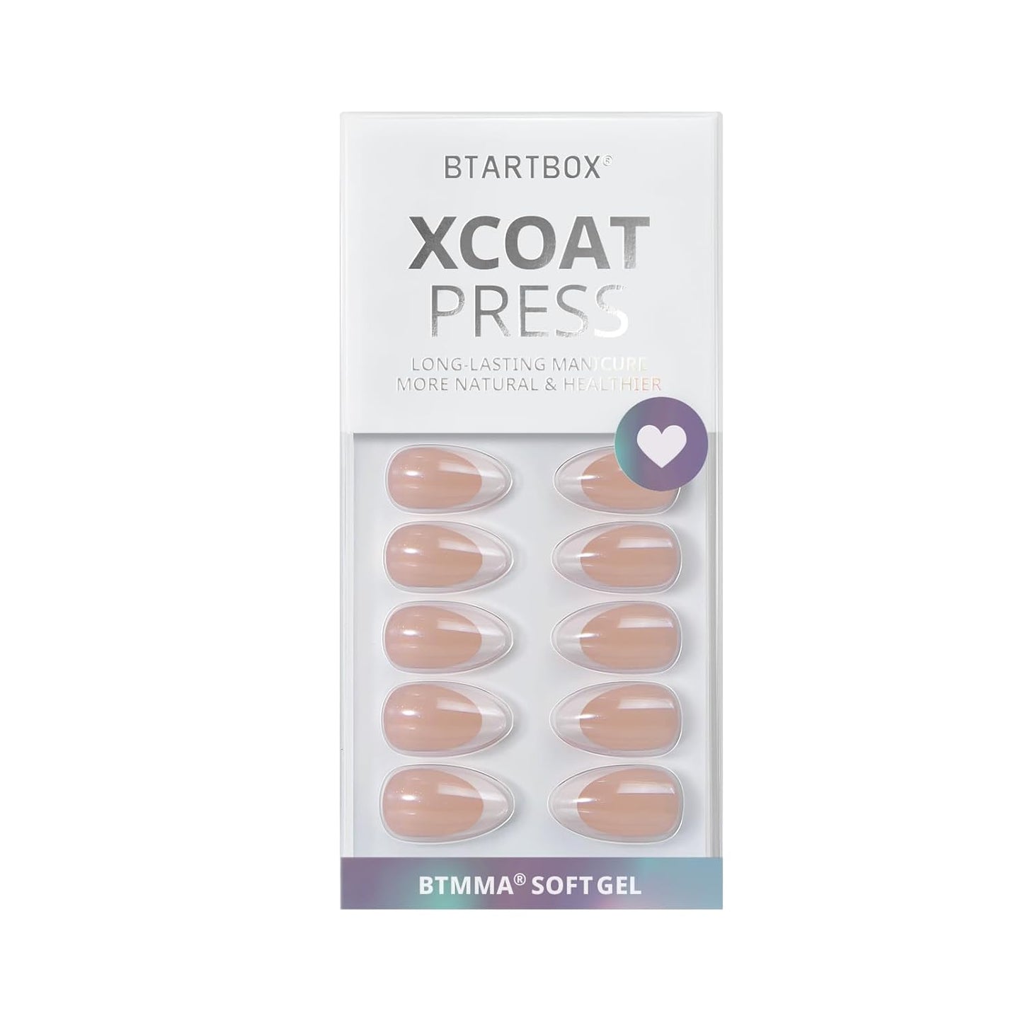 French Tip Press-On Nails - White Almond Medium, 30PCS Reusable Soft Gel Kit in 15 Sizes, Classic Gift for Women