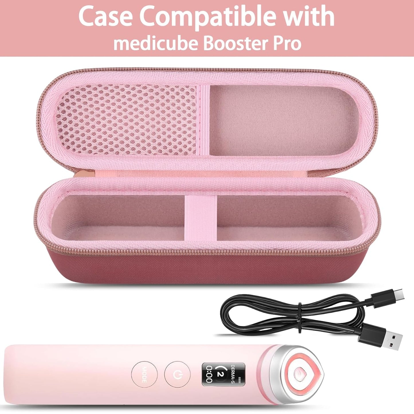 Booster Pro 6-In-1 Real Glass Glow Beauty Massager Protective Hard Case, Travel Storage Organizer