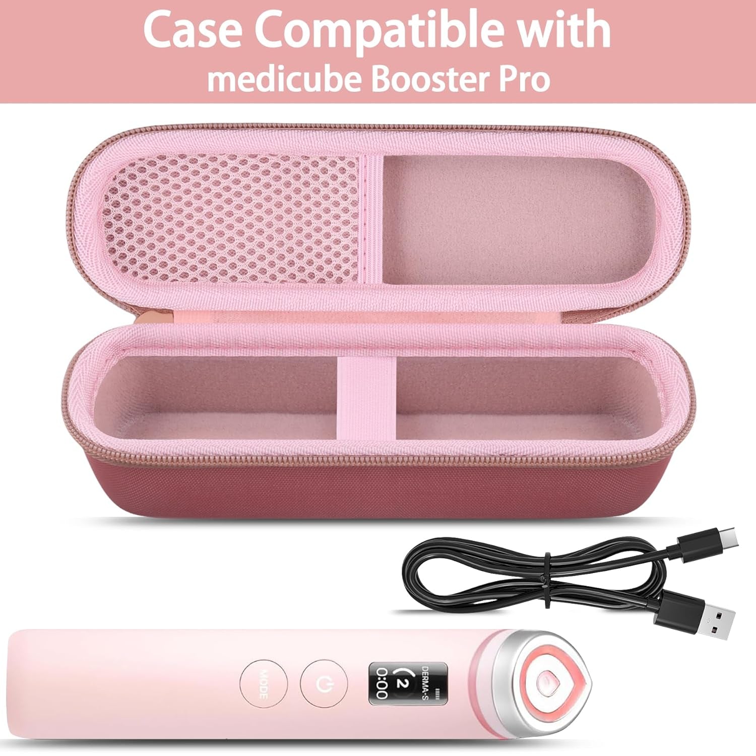 Booster Pro 6-In-1 Real Glass Glow Beauty Massager Protective Hard Case, Travel Storage Organizer