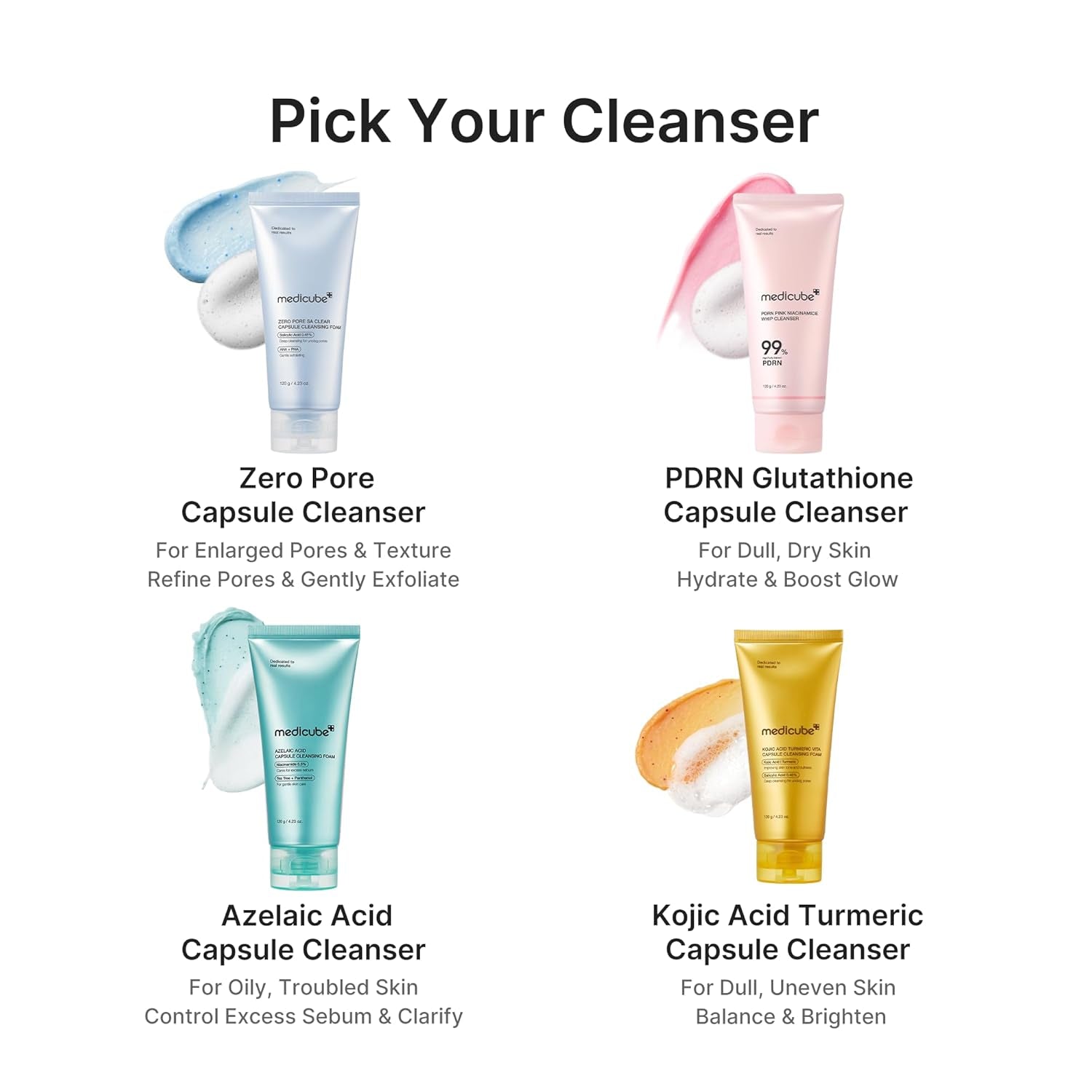 Capsule Foam Cleanser Trio: Zero Pore, Kojic Acid Turmeric, and PDRN Capsule Foam Cleanser 