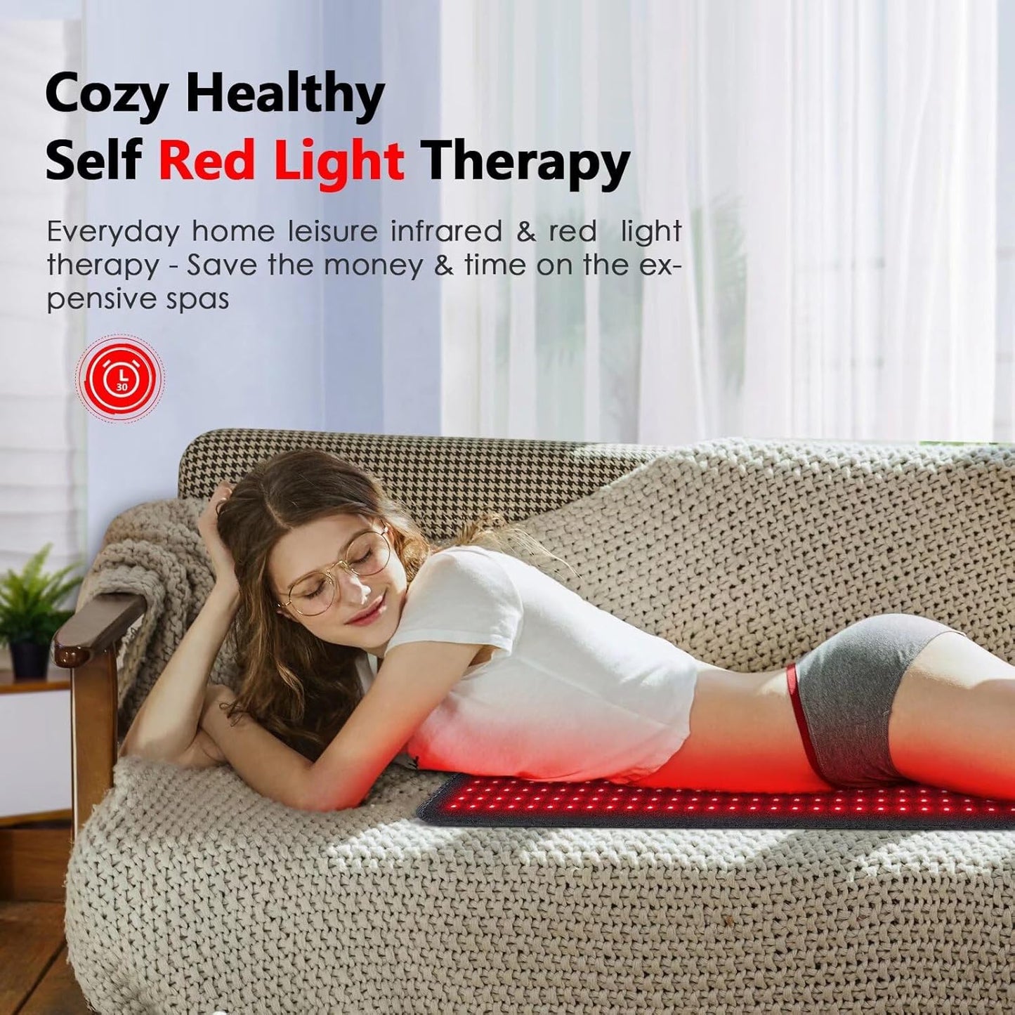 Red Light Therapy Mat for Body — 360 LEDs, Large Blanket (660nm/850nm) Full-Body Treatment