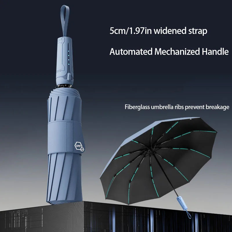 Mechanical Handle Umbrella, Automatic, Large, Wind Resistant, Men's Minimalist Design