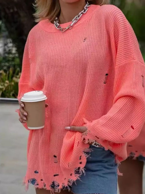 Distressed Long Sleeve Sweater