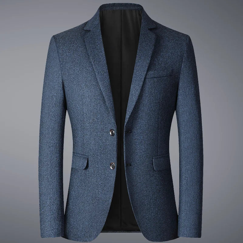 New Blazers Men Solid Color Business Causal Mens Suits Coats Mens Blazers Two Buttons Flap Pocket Smart Casual Blazers for Men