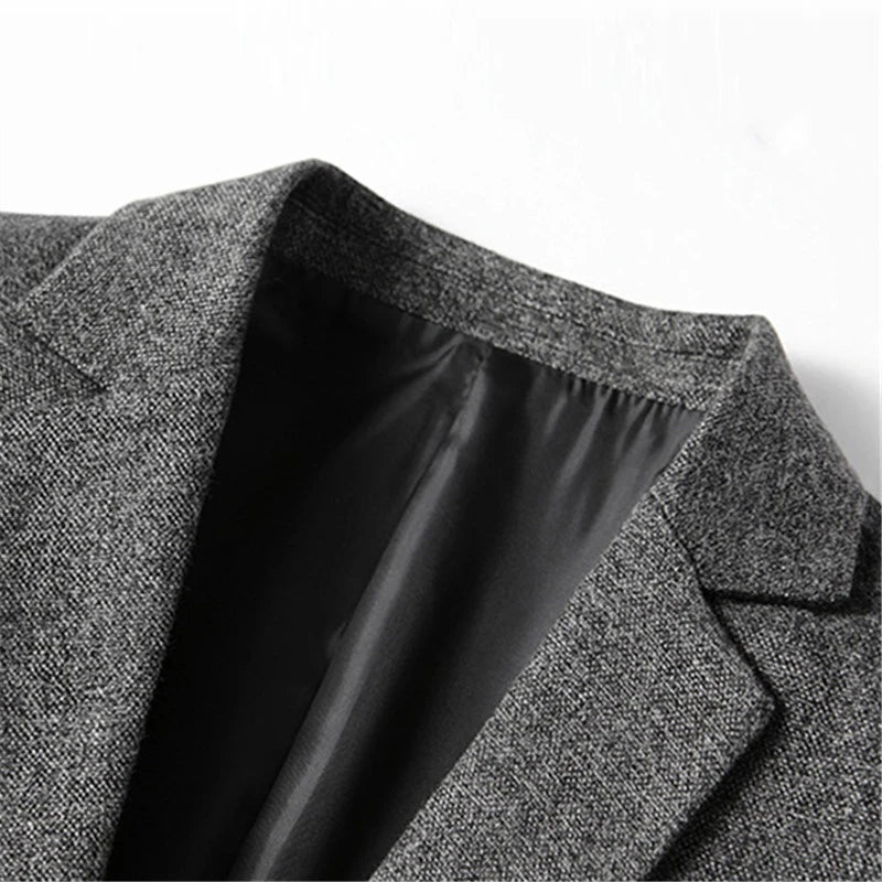 New Blazers Men Solid Color Business Causal Mens Suits Coats Mens Blazers Two Buttons Flap Pocket Smart Casual Blazers for Men