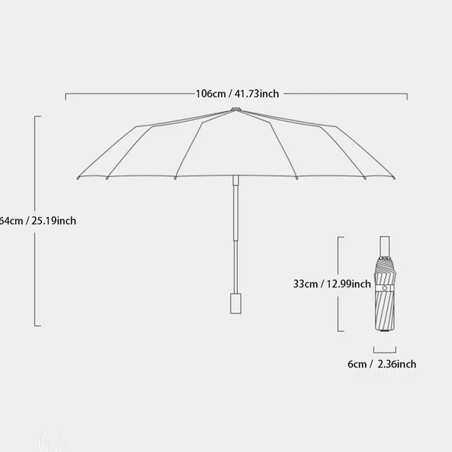 Mechanical Handle Umbrella, Automatic, Large, Wind Resistant, Men's Minimalist Design