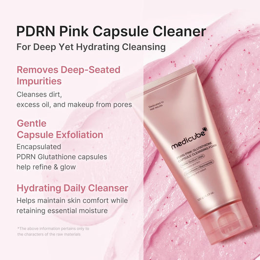 PDRN Deep Cleanse Duo: Pink Glutathione Capsule Foam Cleanser 