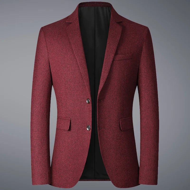 New Blazers Men Solid Color Business Causal Mens Suits Coats Mens Blazers Two Buttons Flap Pocket Smart Casual Blazers for Men