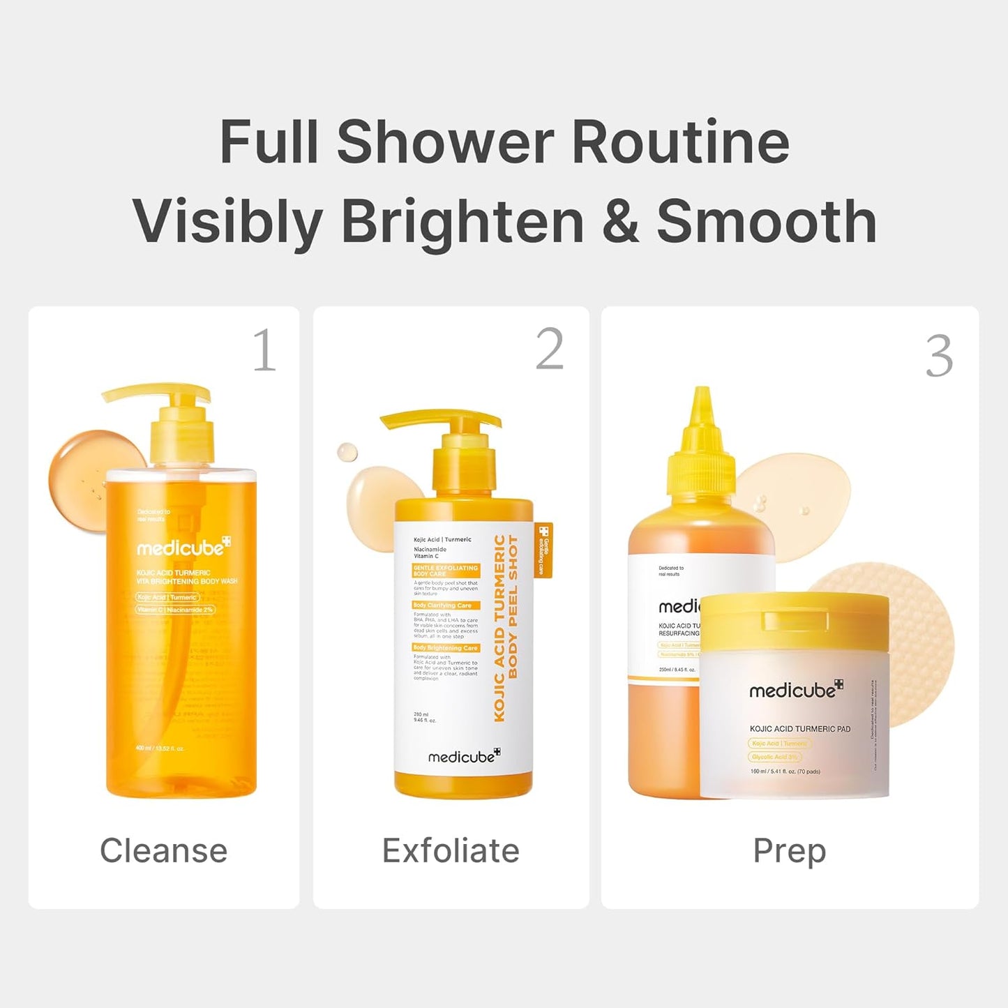 Body Wash & Prep Duo: Kojic Acid Turmeric Toner Pads and Turmeric Body Wash 