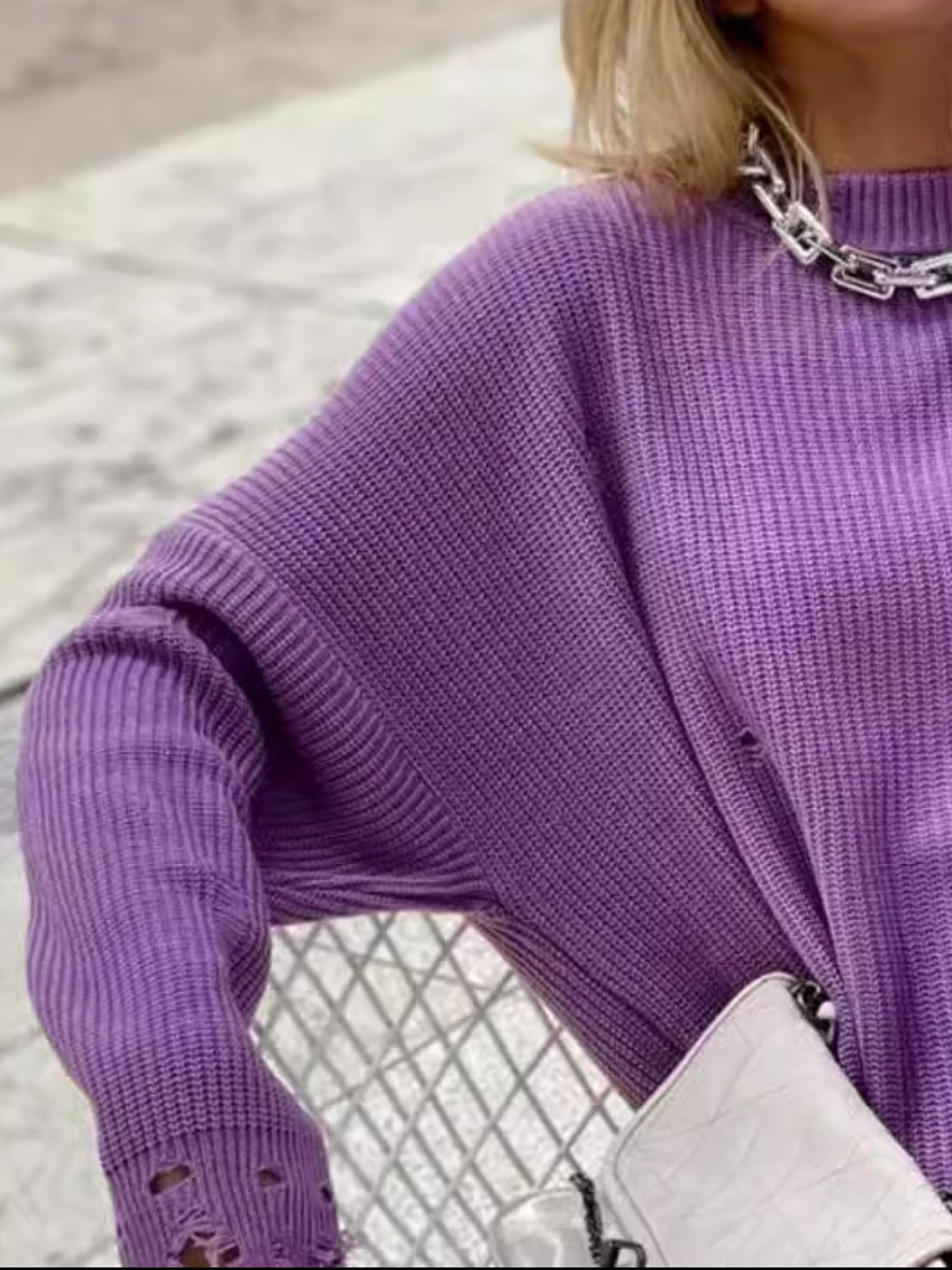 Distressed Long Sleeve Sweater