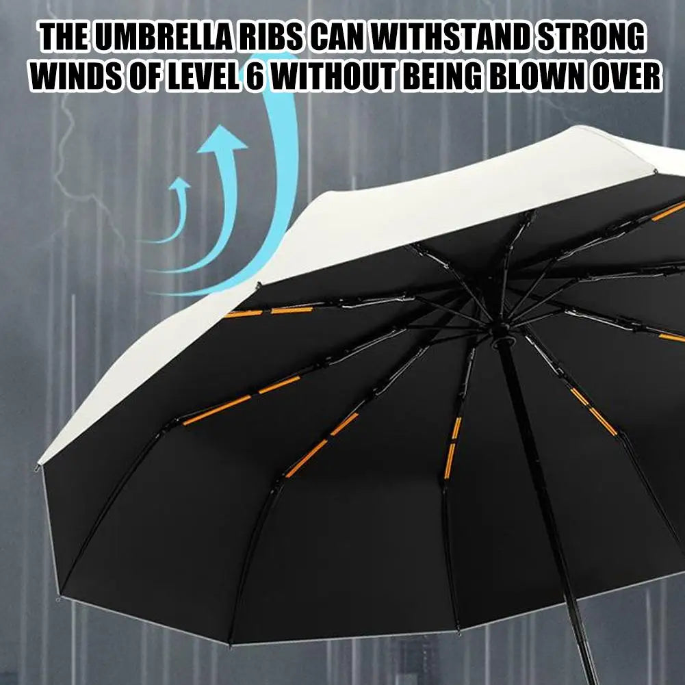 Compact 10-Rib Fully Automatic Umbrella for Men & Women
