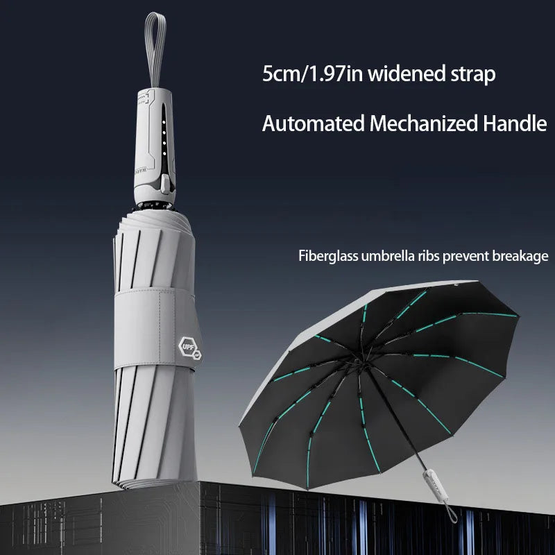 Mechanical Handle Umbrella, Automatic, Large, Wind Resistant, Men's Minimalist Design