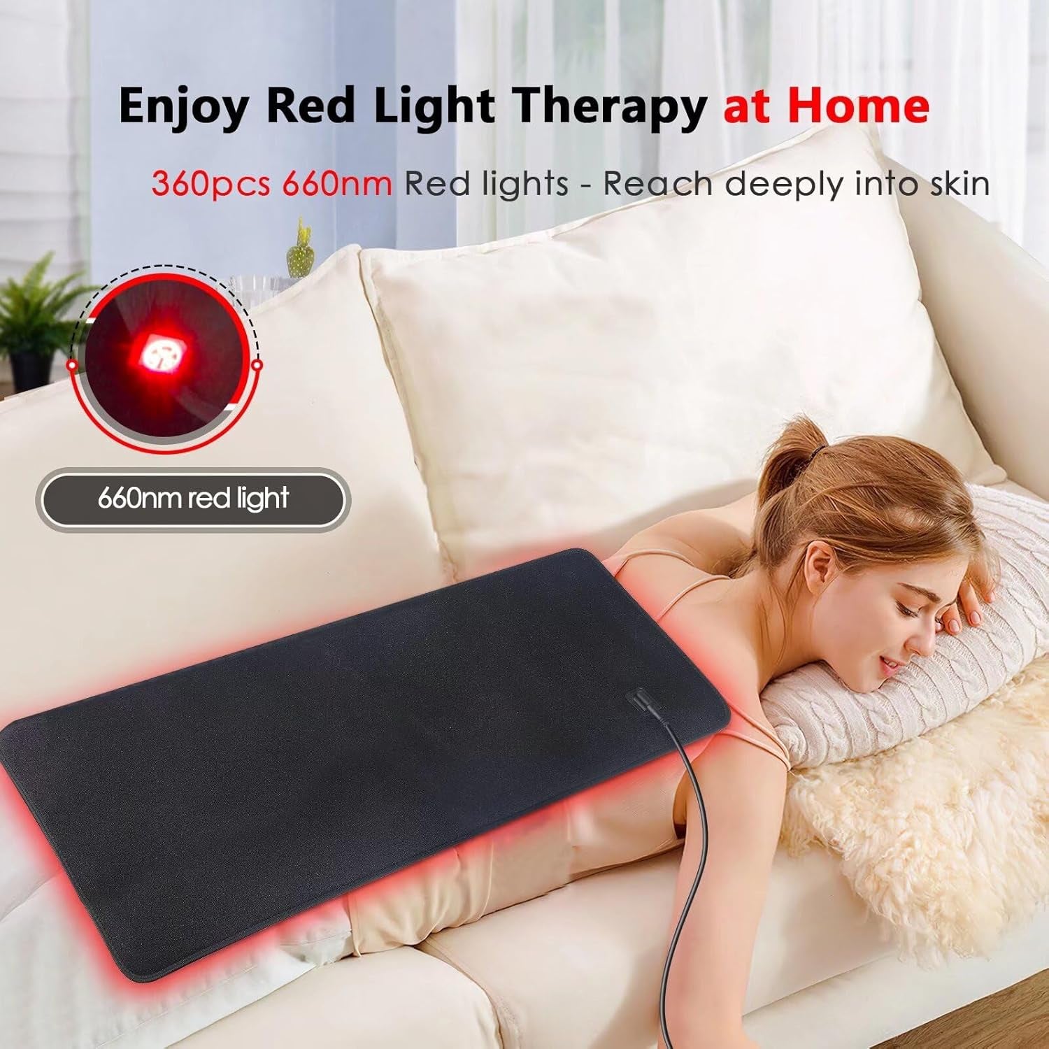 Red Light Therapy Mat for Body — 360 LEDs, Large Blanket (660nm/850nm) Full-Body Treatment
