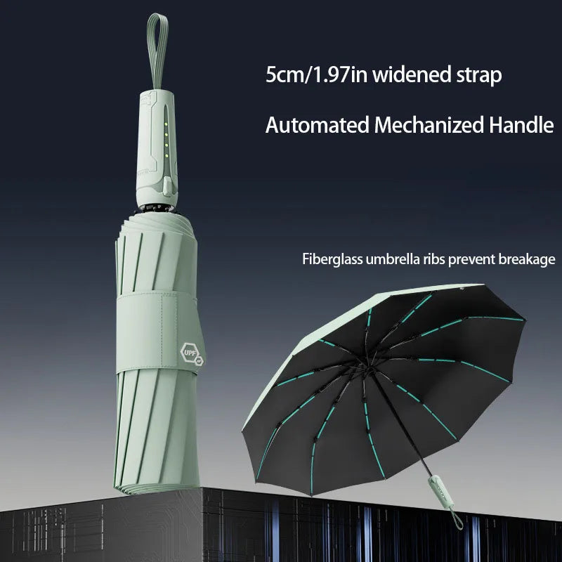 Mechanical Handle Umbrella, Automatic, Large, Wind Resistant, Men's Minimalist Design