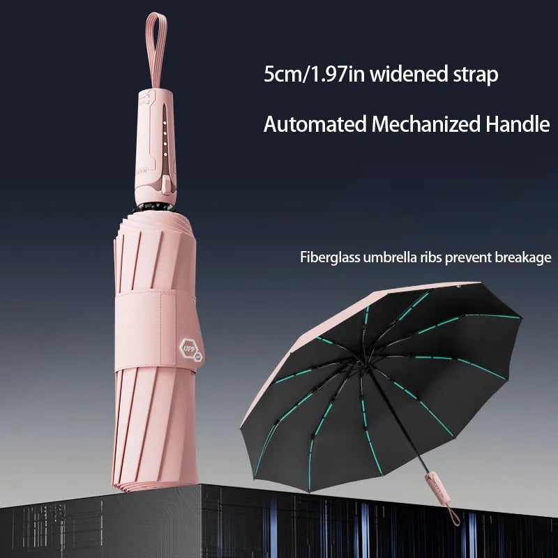 Mechanical Handle Umbrella, Automatic, Large, Wind Resistant, Men's Minimalist Design
