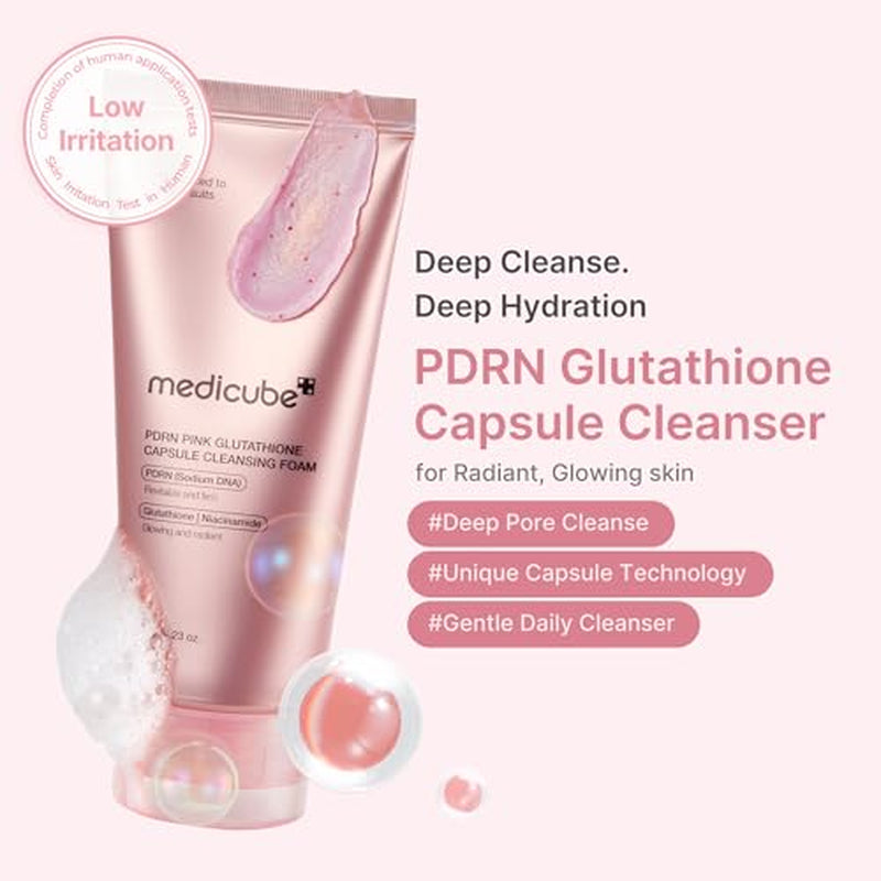 PDRN Deep Cleanse Duo: Pink Glutathione Capsule Foam Cleanser 