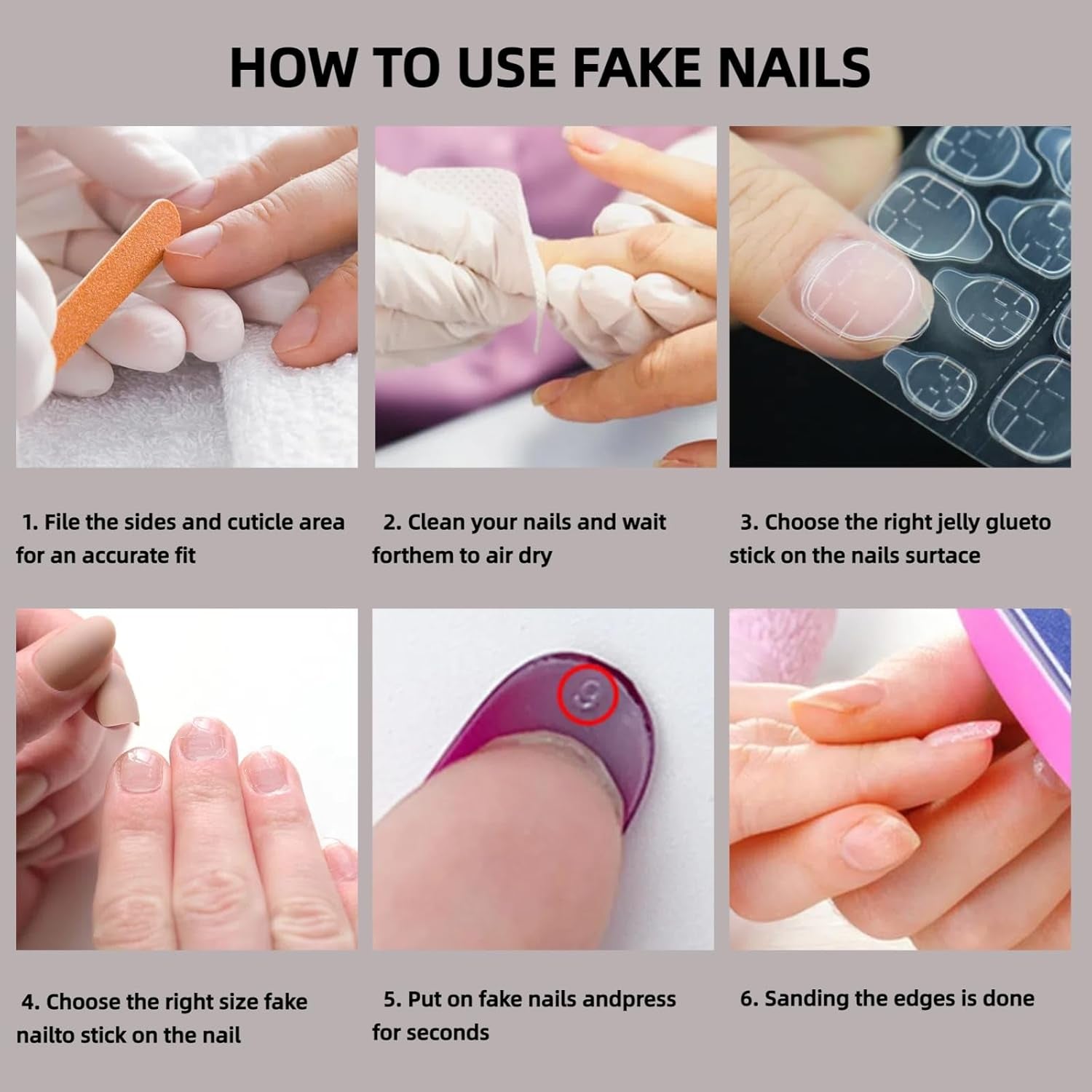 Square Press-On Nails with Purple Gradient Glitter - 24 Glossy Acrylic Nails for Women and Girls